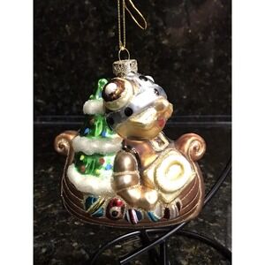 Cobane Studio Blown Glass Christmas Ohlaf With Viking Ship Holiday Ornament